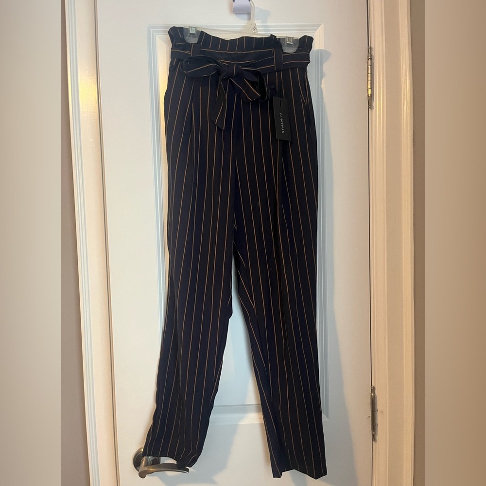 Dynamite Navy and Tan Striped Pants